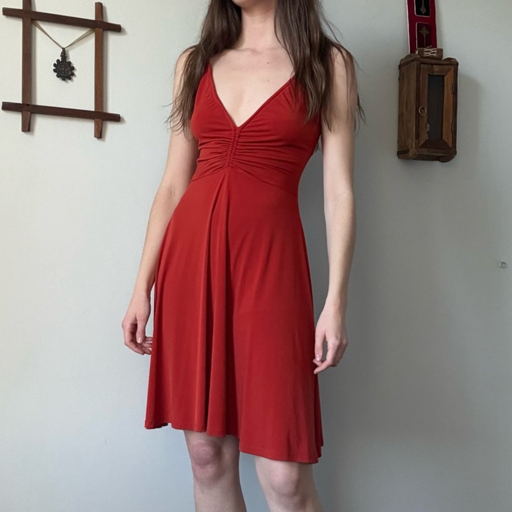 terracotta dark orange Sleeveless Dress - Picture 1 of 5